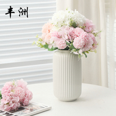 北欧现代白色陶瓷桌面口径花瓶摆件客厅简约玄关装 饰创意插花花器