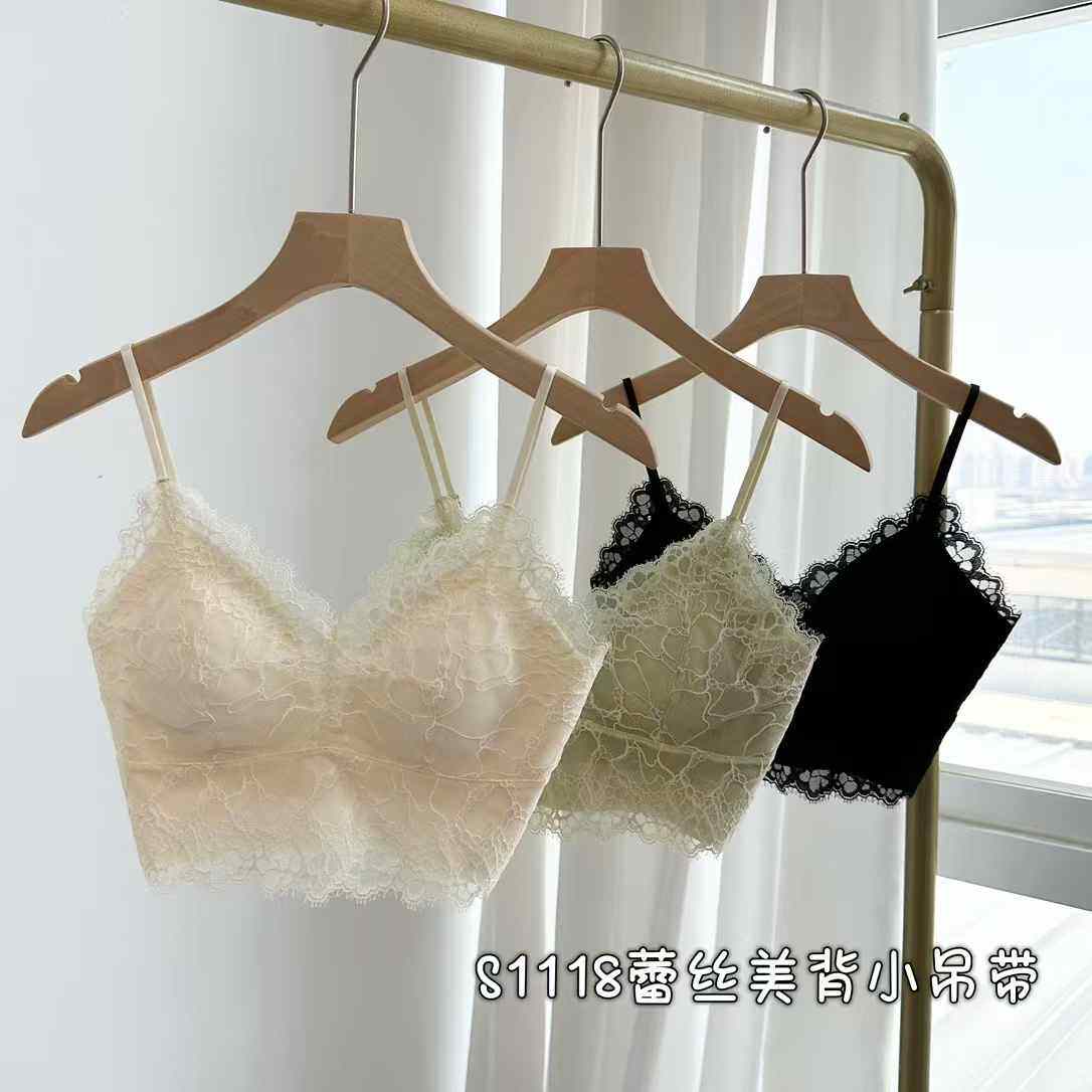 太美太美！出口外单蕾丝美背轻薄法式三角杯文胸女无钢圈套头吊带