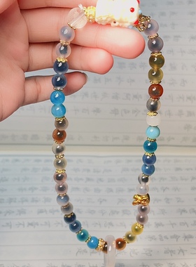 香灰半糖双圈多宝彩色手串手持十全十美绿度mu守护护持