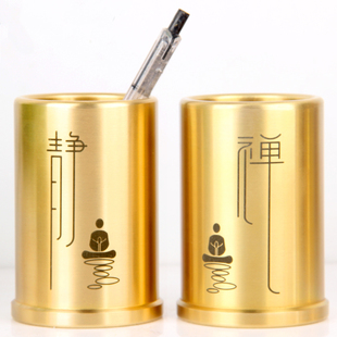 工艺礼品 书桌 摆件 实心铜笔筒摆件 铜笔筒摆件