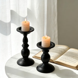 欧式 复古风罗马柱宜家香薰蜡烛台底座摆件托台高级感轻奢烛光晚餐