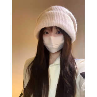 丸子家帽舍大版加厚堆堆帽毛绒绒冷帽渔夫帽防寒显脸小毛线帽