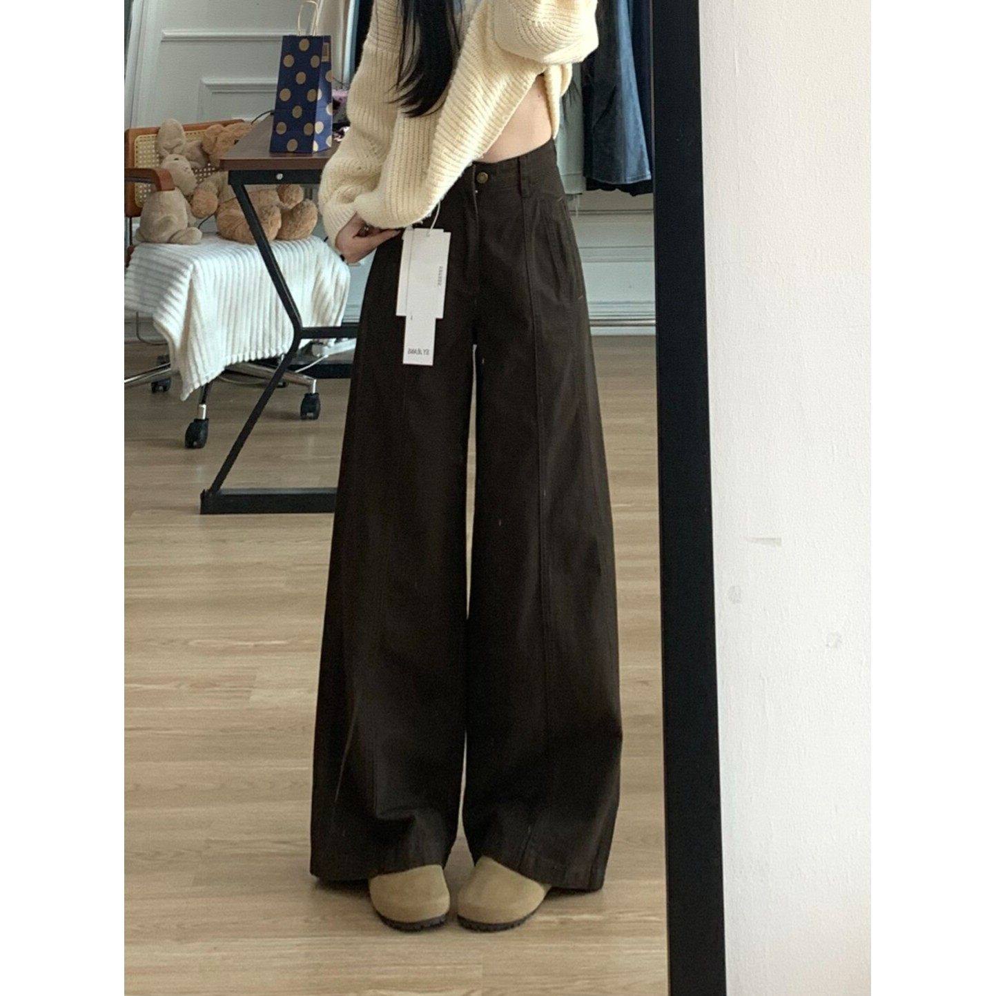 总是被夸漂亮的店大漂亮 美式咖色直筒牛仔裤女秋季高腰休闲裤子,女装/女士精品,牛仔裤,淘宝优惠券,粉丝福利购,淘宝优惠卷