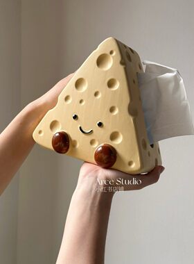 Arce Studio 生活馆的店创意奶油风可爱奶酪纸巾盒卡通装饰摆件