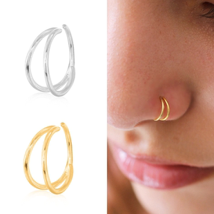 925纯银鼻环女双层 穿刺防过敏耳骨圈鼻圈男穿刺痞帅 欧美简约个性