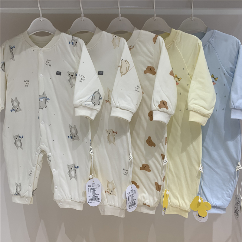 库比鼠婴幼儿保暖薄棉连身衣