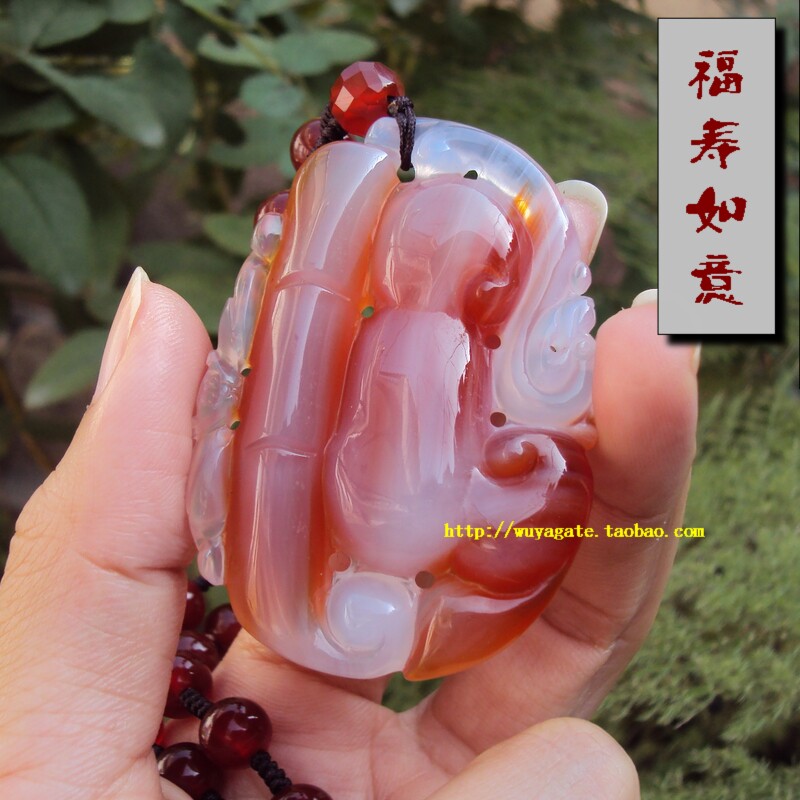 现货巴西纯天然俏雕红玉髓玛瑙福禄寿貔貅吊坠如意竹节挂件毛衣链
