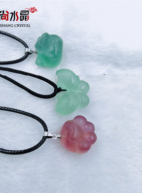 天然萤石吊坠手工雕刻项链静心学生锁骨链闺蜜情侣百搭矿物晶体