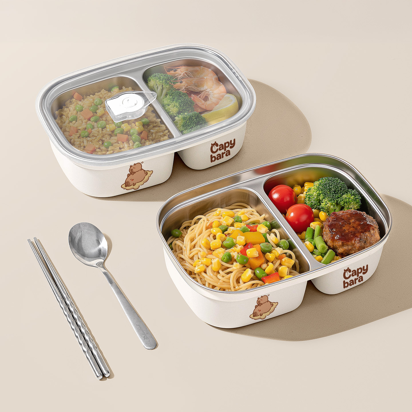 餐盘304不锈钢带盖学生上班族大人分格盘饭盘个人专用一人食盘子