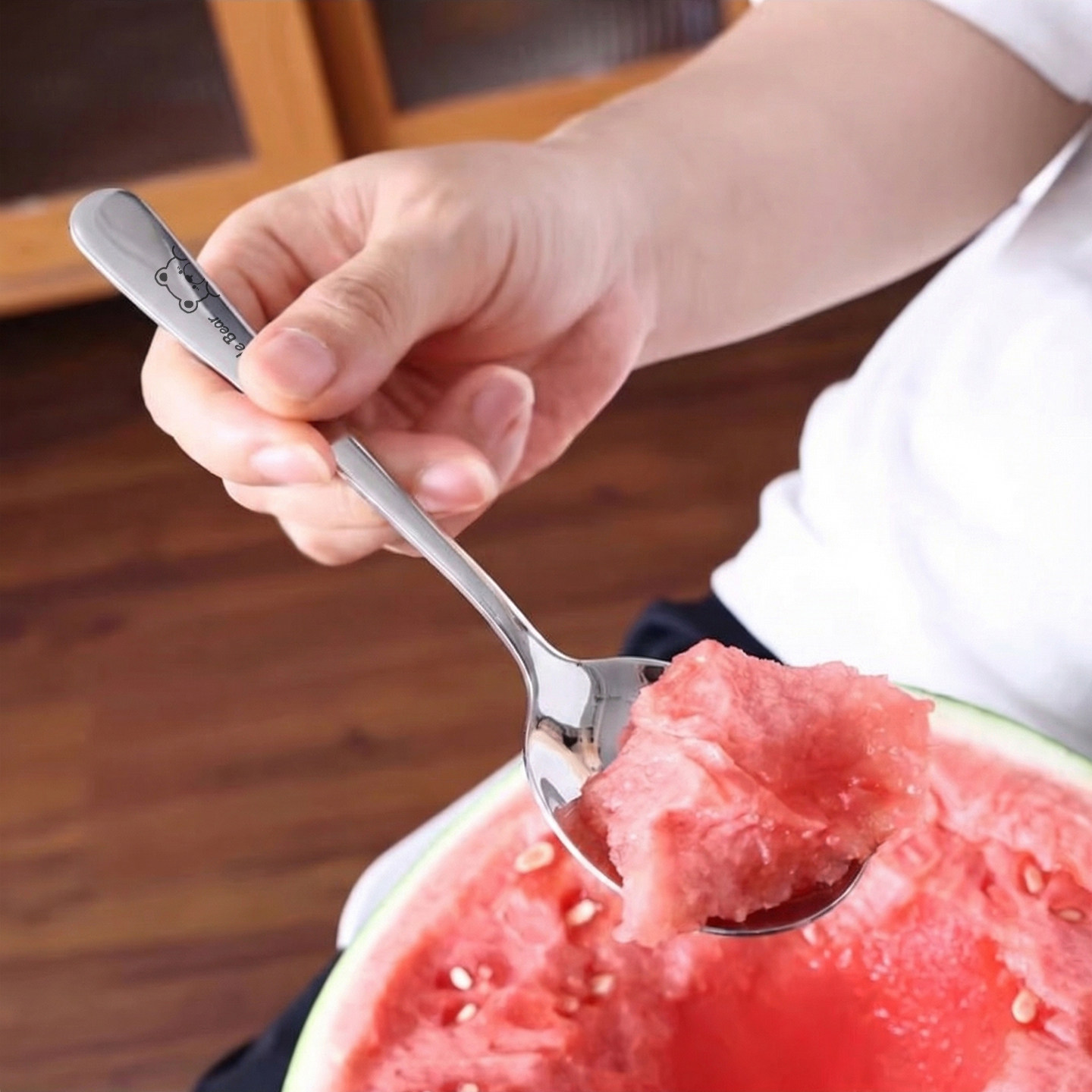 304不锈钢创意西瓜铁锹勺子儿童吃饭汤饭勺甜品酸奶挖勺家用汤匙