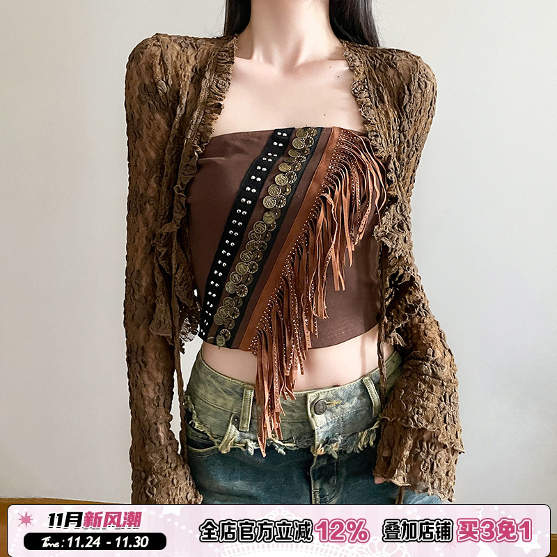 流苏配饰抹胸抹胸上衣部落风