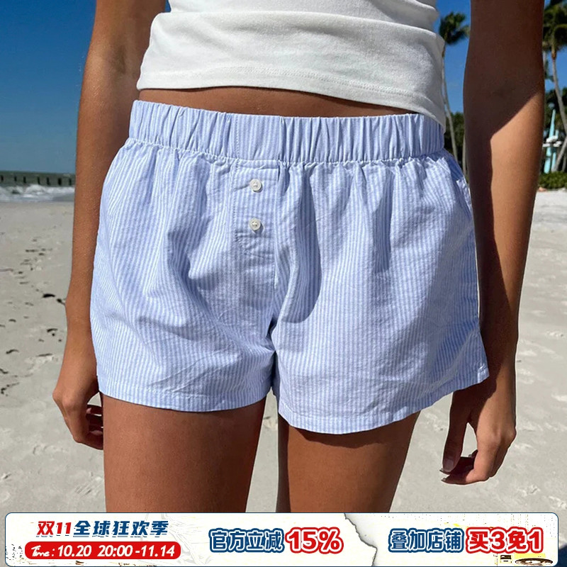 简约基础日常条纹辣妹短裤