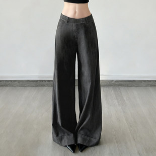 显瘦百搭休闲长裤 ROCKMORE 裤 灰色垂感宽松阔腿西装 都市通勤风