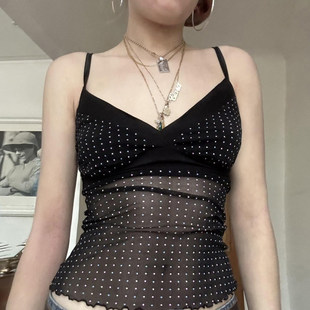 显瘦打底背心 辣妹性感V领黑色波点吊带修身 ROCKMORE 百搭基础