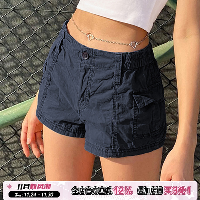 低腰美式休闲口袋工装短裤