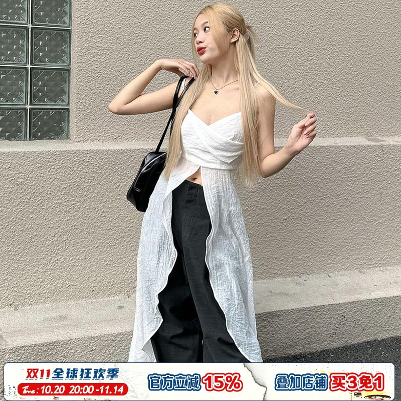 不规则设计吊带海滩度假风