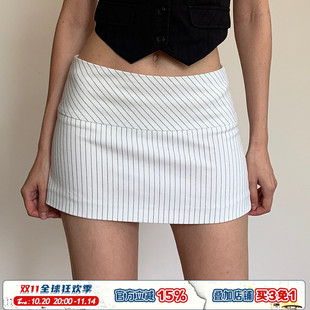 半裙 ROCKMORE 辣妹条纹撞色修身 美式 小众百搭A字短裙 摩登未来