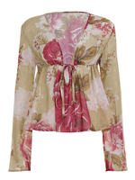 ROCKMORE [vintage Style] Vintage floral print light chiffon shirt Sexy V-neck tie smock thumbnail 7