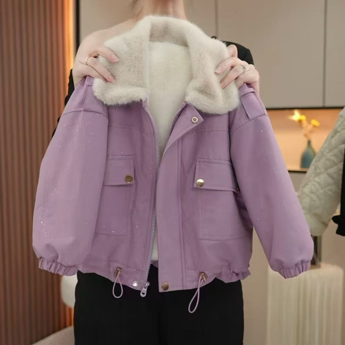女童2024新款冬装外套加绒加厚儿童洋气棉衣韩版派克服棉服