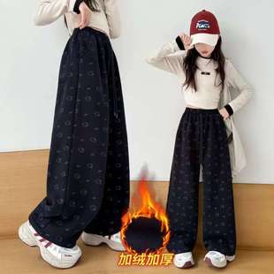 女童加绒加厚裤子冬装儿童卡通韩系2025新款休闲裤女孩冬季保暖裤