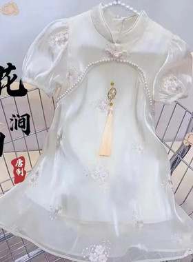女童夏装连衣裙2022新款洋气儿童5-7岁9旗袍夏季公主裙小孩子汉服