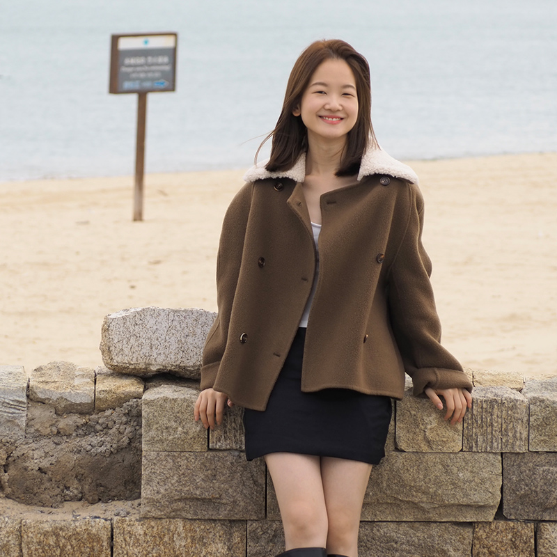羊毛短款双面呢外套乐往羊毛原创