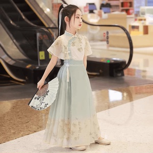 女童古风汉服马面裙套装夏日女童汉服夏季套装夏季款新中式马面裙