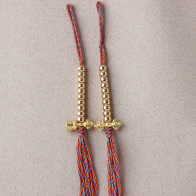 黄铜手搓棉线流苏藏式五彩绳