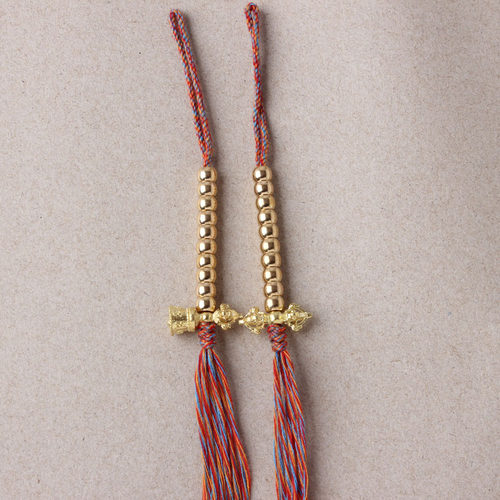 黄铜手搓棉线流苏藏式五彩绳