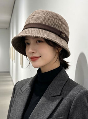 法式宽檐渔夫帽秋冬显脸小女款