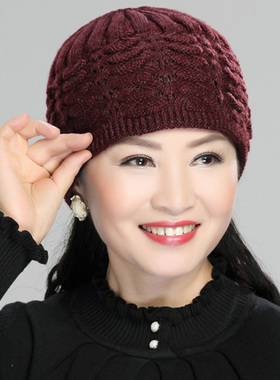 中老年妈妈帽子套头加绒保暖