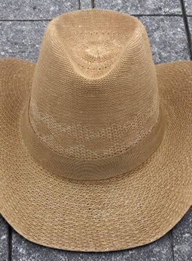 夏季防晒遮阳帽男女士户外沙滩度假草帽透气休闲百搭大檐草编帽子