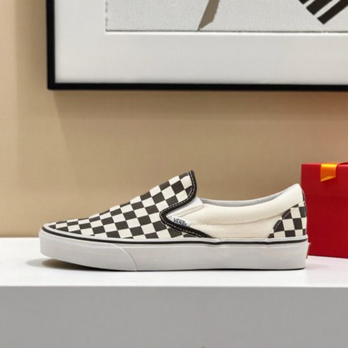 范斯男女鞋黑白棋盘格帆布鞋
