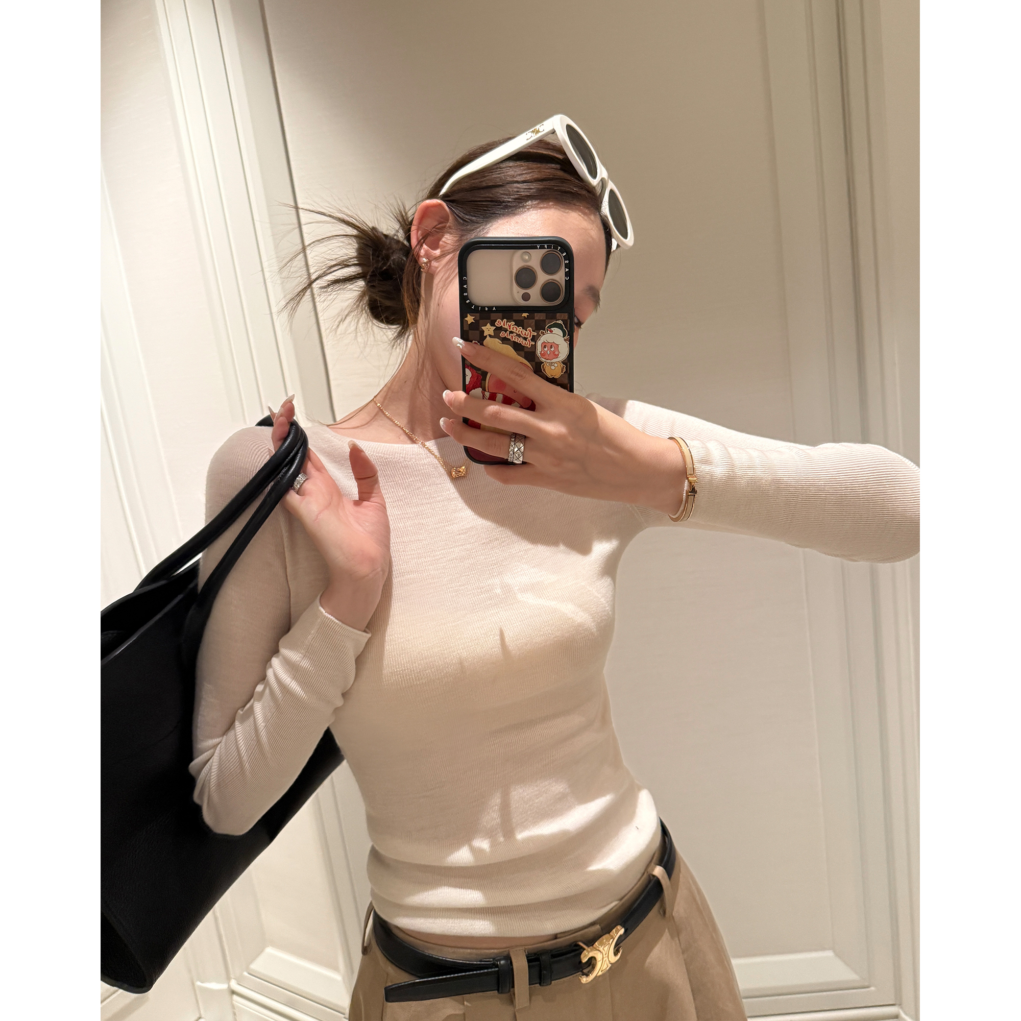 100羊毛亲肤针织衫打底上衣女