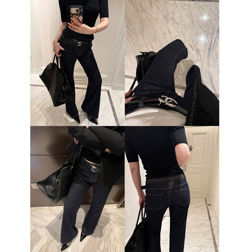 老钱感微喇原色牛仔裤女