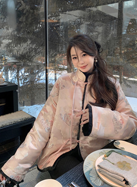 Middletone | 人间富贵花~新中式国风双面穿重磅提花水貂毛外套女