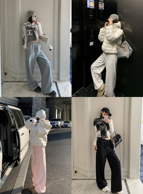 Middletone | 口碑裤王！chao暖430克加绒宽松阔腿裤女休闲长裤