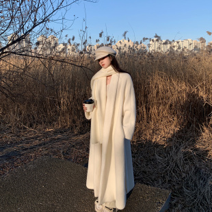 Middletone｜北岛冬日 皮草外套女 环保毛毛黄金貂大衣女翻领长款