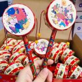 婴幼儿摇铃宝宝吉祥如意传统乐器玩具拨浪鼓新生儿0 2岁安抚玩具