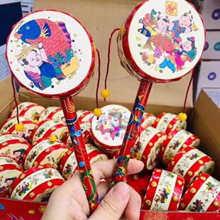 婴幼儿摇铃宝宝吉祥如意传统乐器玩具拨浪鼓新生儿0-2岁安抚玩具