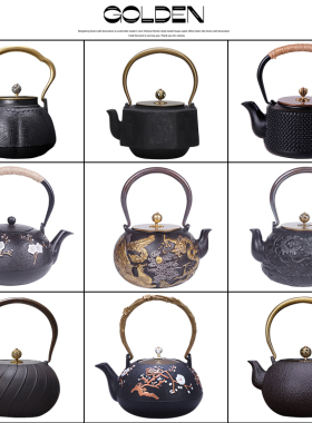 新中式铁茶壶样板间销售中心家居软装饰品客厅茶几功夫茶具烧水壶
