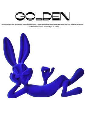 网红兔八哥植绒电镀克莱因兔子卡通现代客厅电视柜玄关工艺品摆件