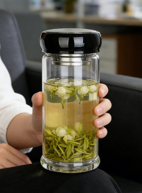 透明单层玻璃杯耐高温便携迷你水杯子小巧男女泡茶杯300ml口袋杯
