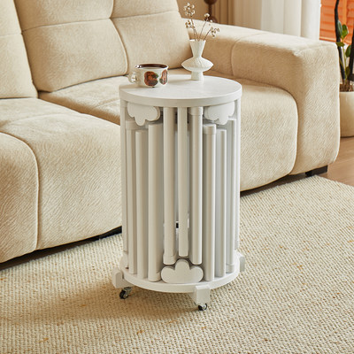 实木可叠放凳子茶几组合圆凳叠叠乐餐桌待客备用凳带滑轮折叠椅子