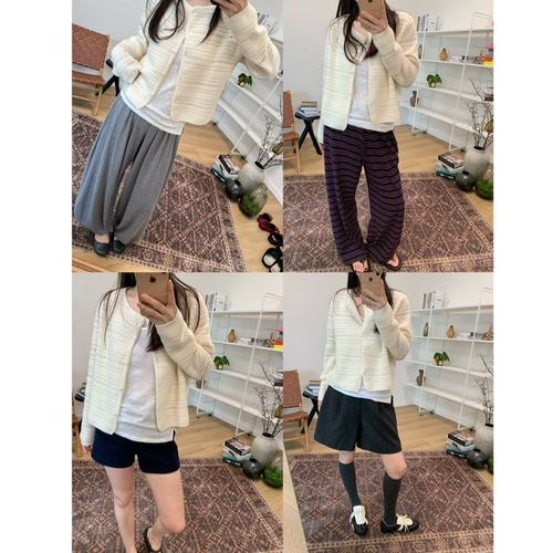 MKDesign 秋季新品  小个子必入镂空必入白色温柔短款开衫