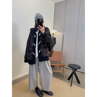 休闲粗棒针加厚可爱牛角扣学院风大毛衣开衫 MKDesign 秋冬新品