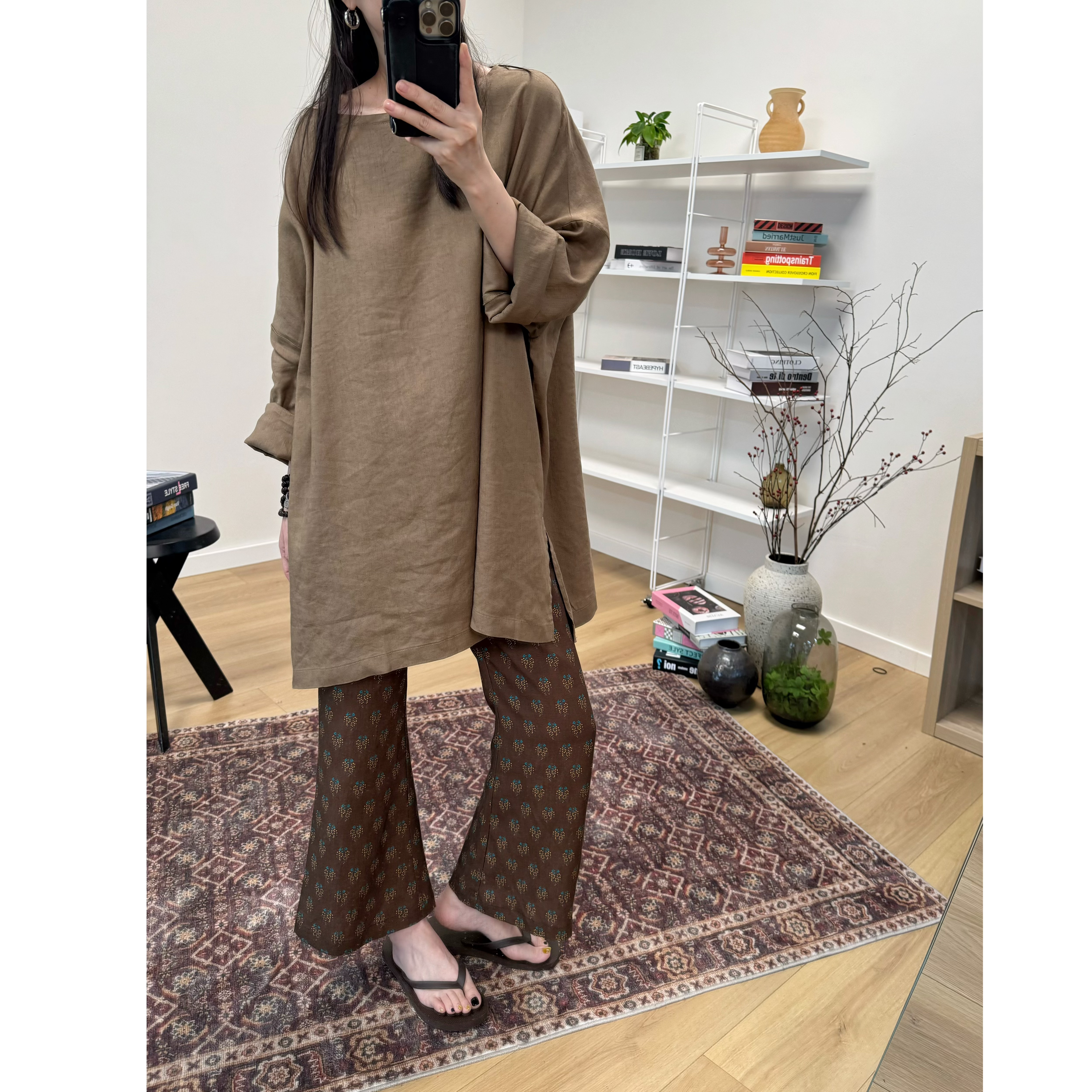 MKDesign 夏季新品 防晒轻薄天丝莱卡亚麻 一字领宽松大罩衫
