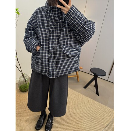 MKDesing 冬季新品 格子宽松羽绒服