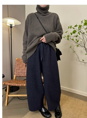 MKDesign 冬季新品 软糯神裤好穿好搭加绒加厚9分阔腿宽松休闲裤