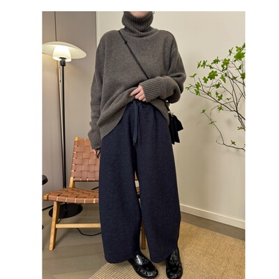 MKDesign 冬季新品 软糯神裤好穿好搭加绒加厚9分阔腿宽松休闲裤